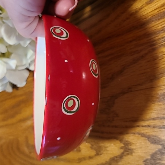 Bella Casa Red and White Decorative Bowl - Picture 2 of 6